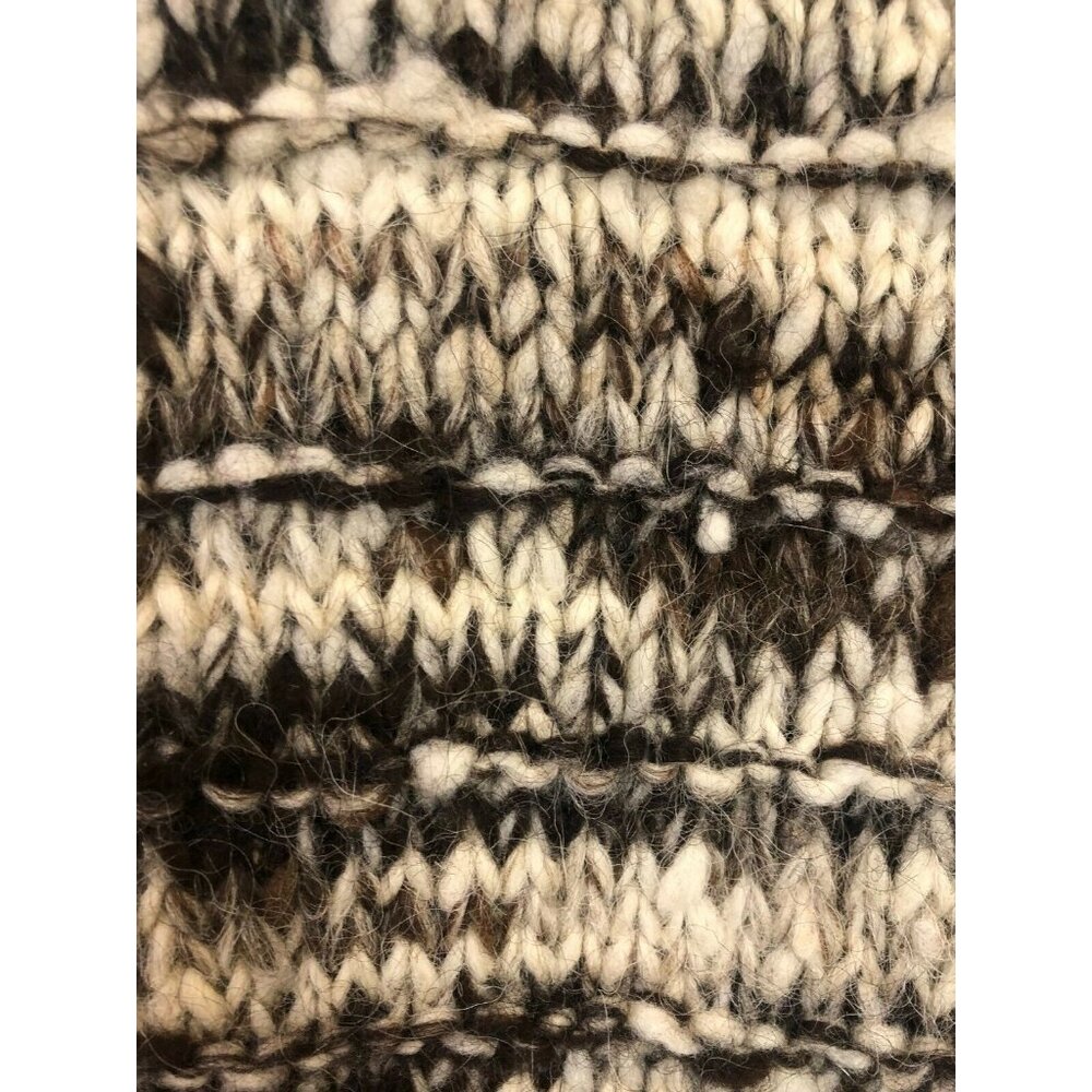 Hand-Knit Wool Blend Marbled Pullover Sweater In Brown & Cream Handmade - Picture 2 of 4